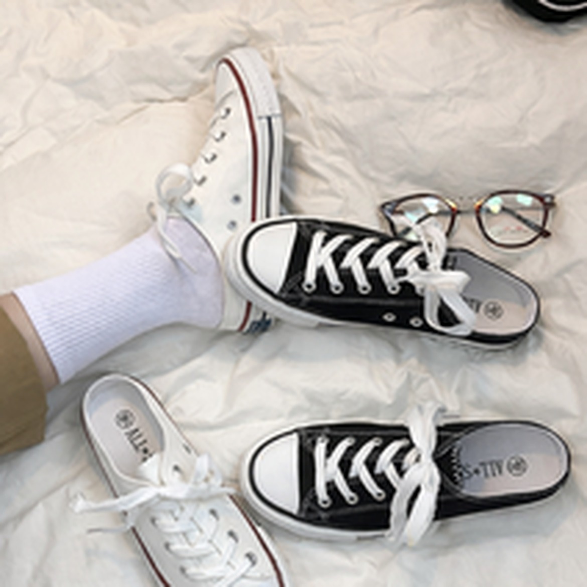 에너바디 여성 캔버스 뮬 스니커즈, 편안한 데일리 스타일