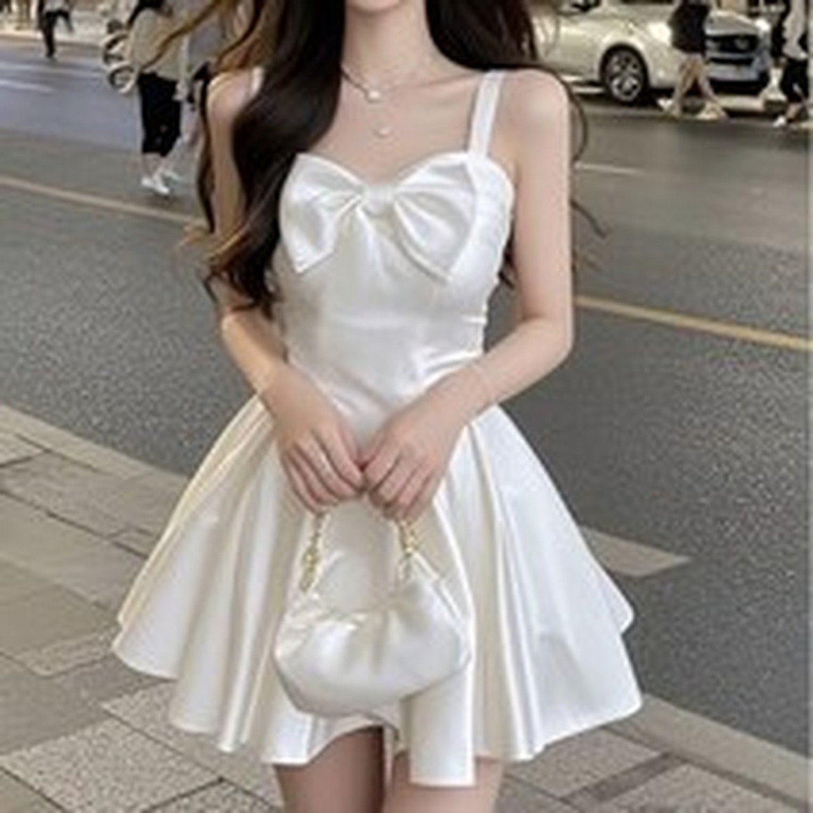 프렌치 스퀘어넥 미디 원피스, 실제로穿어본 후기