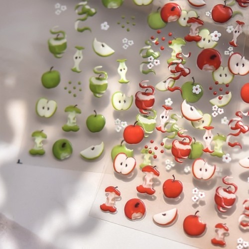 토모니 사과 네일스티커 2종 | 귀여운 디자인과 편리한 사용감