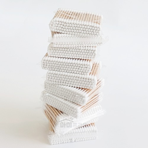 고급 순면 나무면봉 대용량 리필 | 위생적이고 편리한 사용