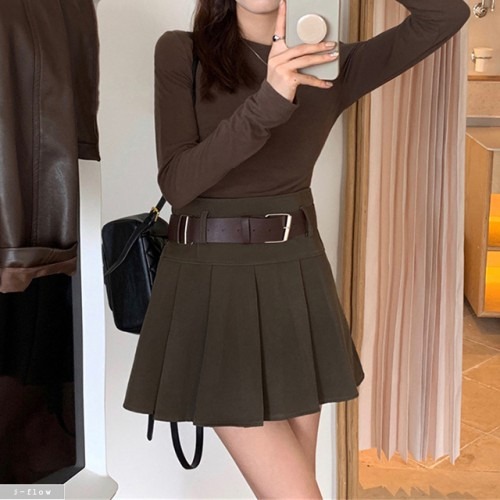 베르디 플리츠 주름 A라인 미니 스커트 활용도 높은 가을 봄 스타일링