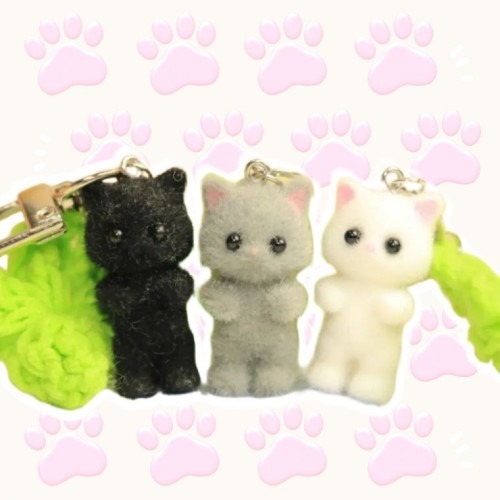 행운 냥이 삼남매 키링, 고양이 열쇠고리로 소중한 물건을 지켜보세요