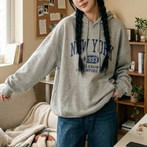 남녀공용 뉴욕 엠파이어 프린팅 오버핏 후드티, 편안함과 스타일을 동시에 갖춘 선택