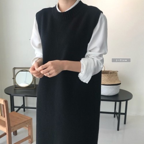 가을 겨울 레이어드 스타일, 니트 베스트 롱 원피스 체크리스트